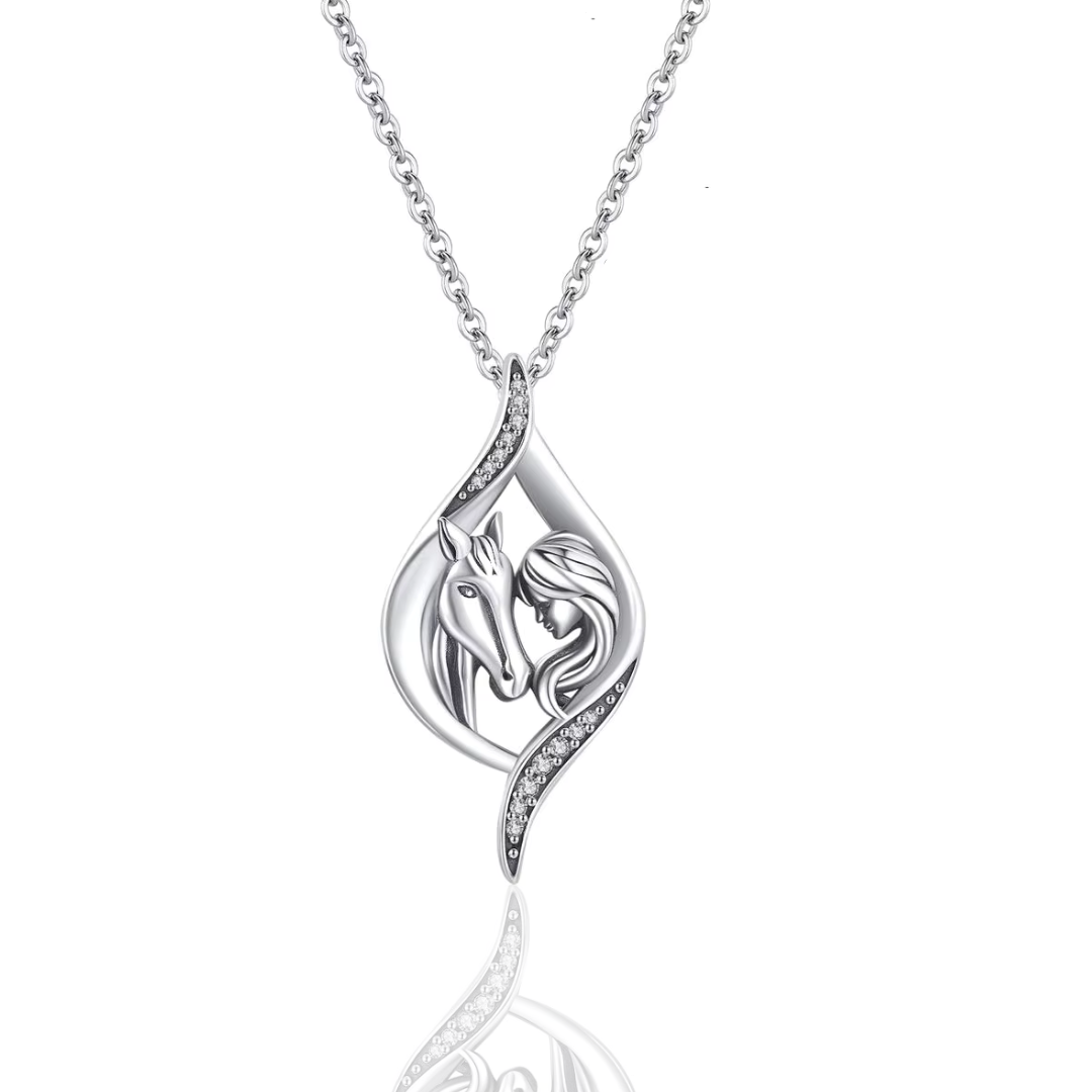 Girl & Horse Oval Necklace