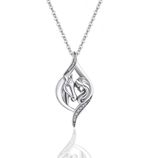 Girl & Horse Oval Necklace